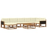 vidaXL Set de canapele de exterior cu pernă 8 pcs Natural și Crem 3382753