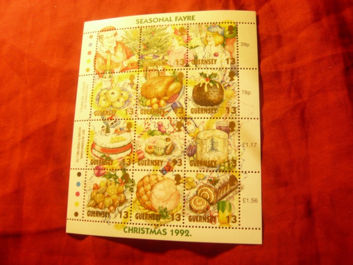 Bloc Guernsey 1992 - Craciunul , cu 12 val