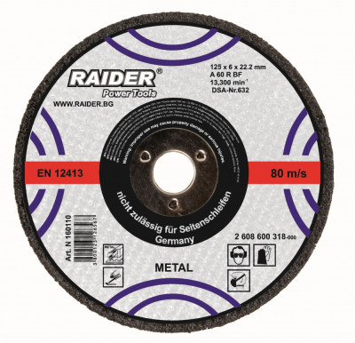 Disc pentru taiat metal 230х3.2х22.2mm, Raider 160104 foto