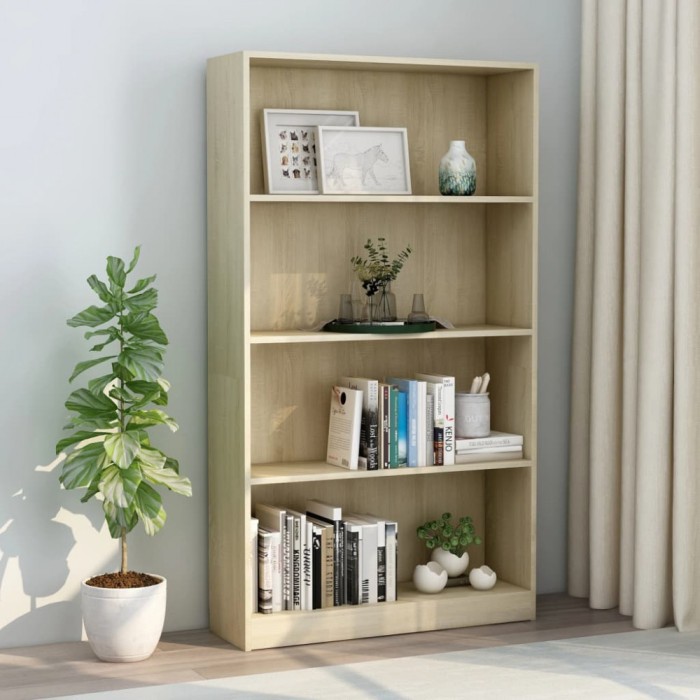 vidaXL Bibliotecă cu 4 rafturi, stejar Sonoma, 80 x 24 x 142 cm, PAL