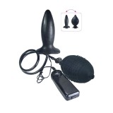 Vibrator Plug Anal Gonflabil din Silicon, Negru#