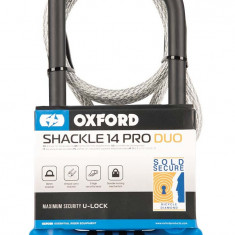 Antifurt Bicicleta Oxford Shackle14 Pro Duo U-Lock 320mm x 177mm + Cable Otel Negru LK323