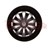 Set 4 Capace Roti VW R16 Argintii, Plastic Flexibil, Model 421 - Calitate Superioara, Fixare Sigura