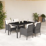 VidaXL Set mobilier de grădină cu perne, 5 piese, negru, poliratan