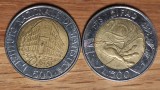 Italia -set bimetal de colectie- 500 lire 1996 + 1998 comemorative stare f buna