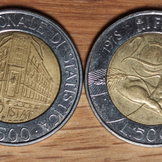 Italia -set bimetal de colectie- 500 lire 1996 + 1998 comemorative stare f buna