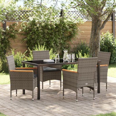 Gossi set de dining pentru gradina cu 5 piese si perne ratan gri foto