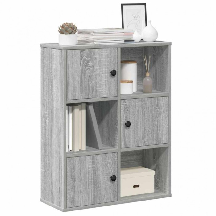 vidaXL Bibliotecă, gri sonoma, 60x24x76,5 cm, lemn prelucrat 860387