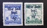 Cumpara ieftin Cehoslovacia / Regiunea Sudetă 1938 "Mica &Icirc;nțelegere / Castelul Praga" cu Supratipar German "Wir sind frei!" &amp; Svastică - Cod: -TG1