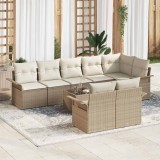 Cumpara ieftin Set de canapele pentru grădină cu pernă 9 pcs Bej Rattan poli
