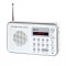 Radio portabil Akai, 1.3 W RMS, USB, afisaj LED, antena FM, alarma, ceas, acumulator, Alb