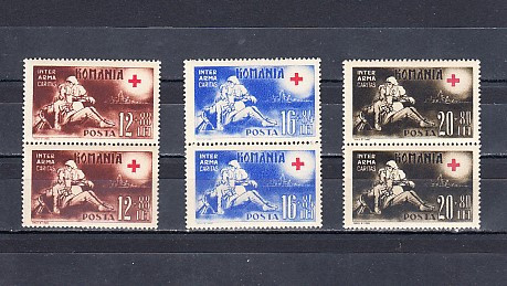 M1 TX7 7 - 1943 - Crucea rosie - perechi de cate doua timbre