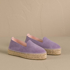 Manebi espadrile din piele intoarsa Hamptons Double Sole Espadrilles culoarea violet, cu platforma, R 6.3 D0