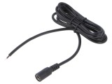 Cablu DC 5,5/2,5 soclu drept negru 1,5m 2x0,5mm2 -20&divide;80&deg;C