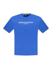Tricou barbati, cu imprimeu cu logo, Regular fit, Albastru, S foto