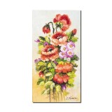 Tablou buchet maci pictat manual, Puritate, 40x20cm ulei pe panza, Constantin Feraru