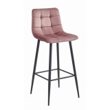 Scaun de bucatarie/bar, Artool, Arceto, catifea, otel, roz si negru, 43.5x32.5x104 cm, Leobert