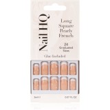 Cumpara ieftin Nail HQ Long Square unghii artificiale Pearly French 24 buc