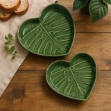 Set 2 platouri ceramica verzi 14 cm si 18 cm