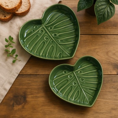 Set 2 platouri ceramica verzi 14 cm si 18 cm foto