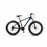 Bicicleta MTB Fat-Bike Velors Hercules V2619B, Schimbator Shimano Tourney TZ, Roti 26 x 4.0, Frane Mecanice Disc (Negru/Albastru)