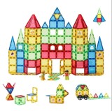 Set de constructie 2D 3D din placi magnetice, 101 piese, joc educativ, cadou fete baieti, multicolor, 3 -13, MAGPLAYER