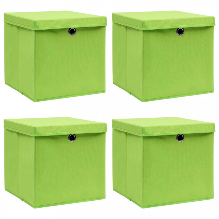 Gossi cutii depozitare cu capace 4 buc. verde, 32x32x32 cm, textil
