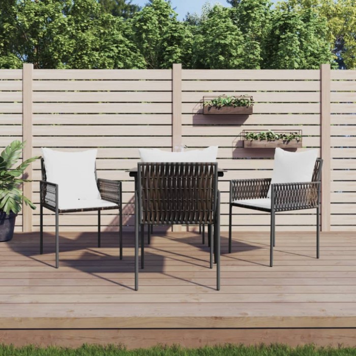 Gossi scaune de gradina cu perne, 4 buc., maro, 54x61x83 cm poliratan
