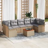 Set de canapele pentru grădină 8 pcs Bej Rattan poli