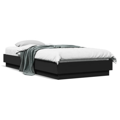 vidaXL Cadru de pat, negru, 100x200 cm, lemn prelucrat foto