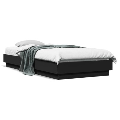 Gossi cadru de pat cu lumini led, negru, 100x200 cm foto