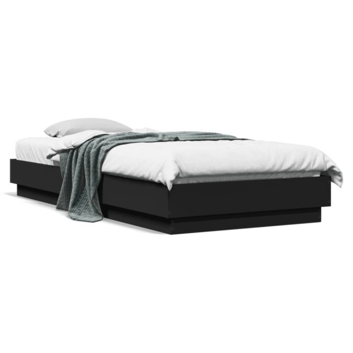 Gossi cadru de pat cu lumini led, negru, 100x200 cm