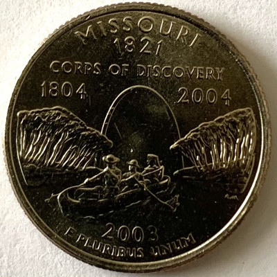 AMERICA QUARTER 1/4 DOLLAR 2003 LITERA D.(Lewis și Clark la St. Louis-MISSOURI) foto