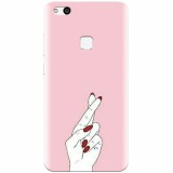 Husa silicon pentru Huawei P10 Lite, Pink Finger Cross