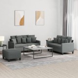 VidaXL Set de canapele cu perne, 3 piese, gri &icirc;nchis, textil