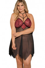 Q555P-115 Lenjerie babydoll plus size din plasa semitransparenta foto