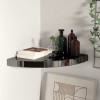 Gossi raft coltar de perete, negru extralucios, 35x35x3,8 cm, mdf
