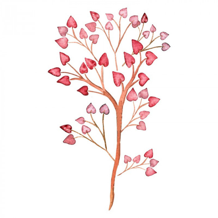 Sticker decorativ Copac cu inimii, Multicolor, 85 cm, 3211ST