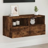 Comodă TV de perete stejar fumuriu 60x30x30 cm lemn prelucrat