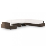 vidaXL Set mobilier de grădină cu perne, 10 piese, maro, poliratan