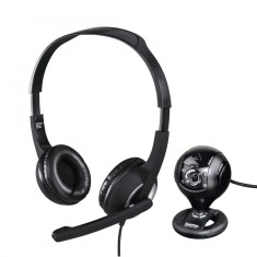 Set Hama casti PC HS-P150 + camera web C-200, HD, Negru