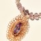 B100. Colier unicat cu ametist roz, cuartz roz si Goldfilled, Unicat, Nunta Lux