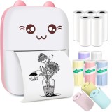 Mini Imprimanta Termica Portabila Bluetooth cu 13 Role Hartie, Imprimare APP, 1200 mAh, IOS Android