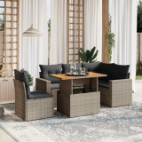 vidaXL Set mobilier grădină cu perne, 6 piese, gri, poliratan 3271319