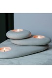 Cumpara ieftin Set 3 bucăți suport lum&acirc;nări Ovoid 174 Gri 21.5x21.5x2 cm