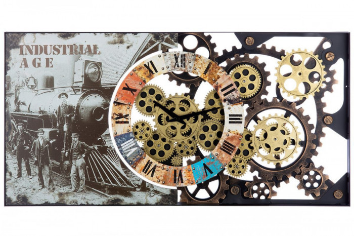 Ceas de perete steampunk din metal Industrial Age 80cm