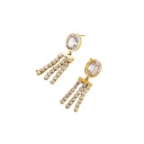 Cercei placati cu aur White cu franjuri