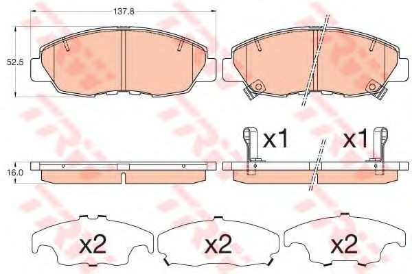 Set placute frana,frana disc HONDA CIVIC IX Hatchback (FK) (2012 - 2016) TRW GDB3609
