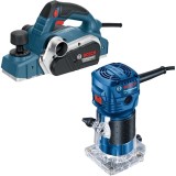 Bosch GHO 26-82 D + GKF 550 - Rindea electrica 710 W 82 mm + Masina de frezat 550 W 6 mm