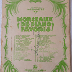 MORCEAUX DE PIANO FAVORIS - MORAVETZ - 5 PARTITURI INTERBELICE